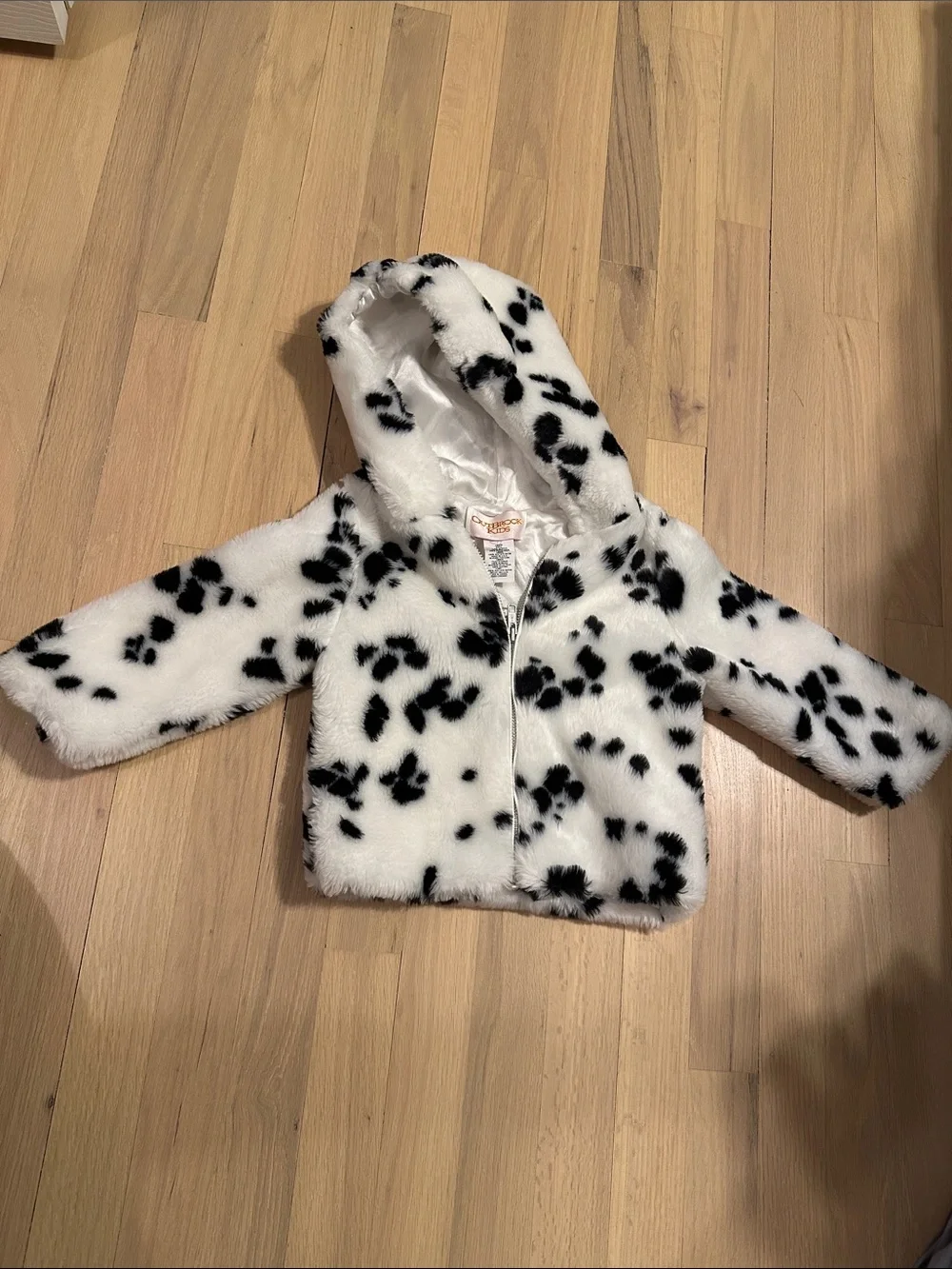 Faux Fur Dalmatian Hoodie Jacket for Kids - White/Black